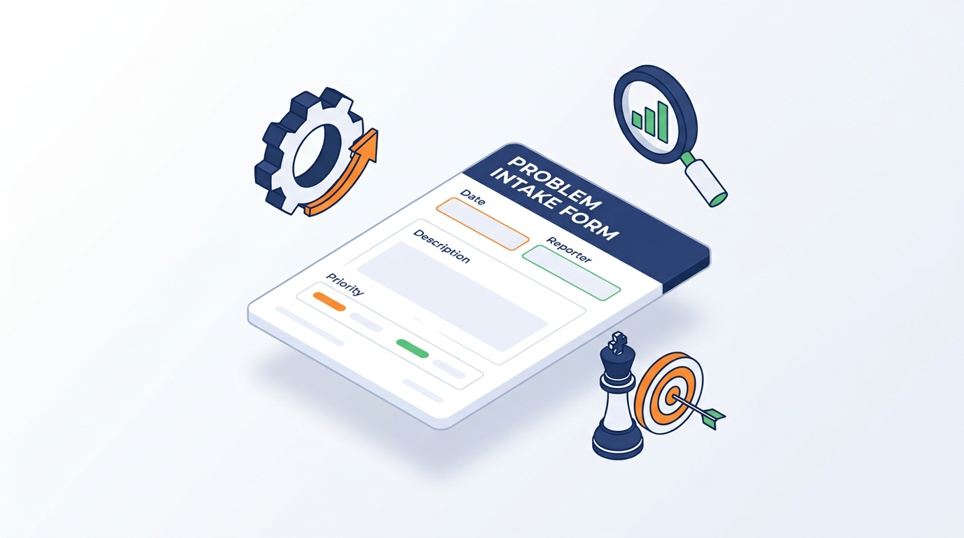 Problem Intake, فرم ثبت مسئله, تحلیل مسئله, تحلیل فرآیند, مستندسازی, مدیریت عملیات, بهبود مستمر, Agile BPM, تحلیل نیازمندی, فرم سازمانی